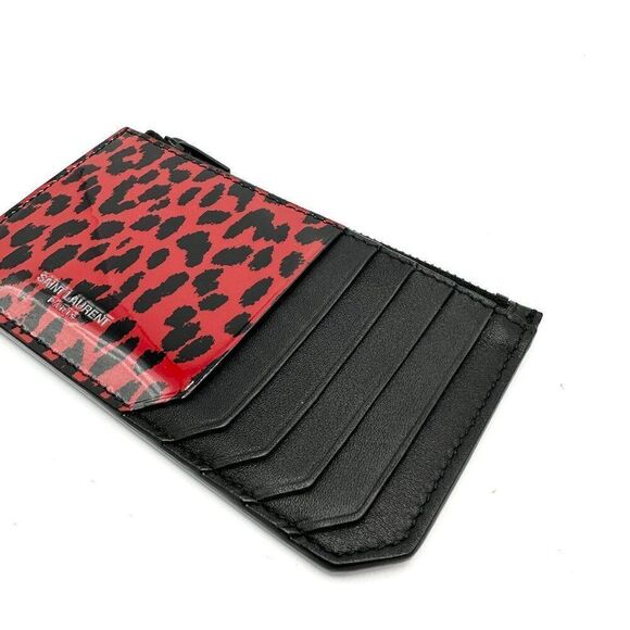 Saint Laurent Pink Leopard Zippy Card Wallet - Picture 3 of 5